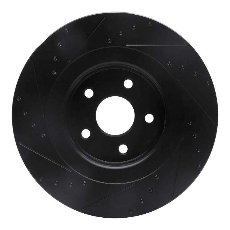 Jeep Grand Cherokee Brake Rotor (1) - Front Right - R1 Concepts - Drilled & Slotted - Black - `06-`10